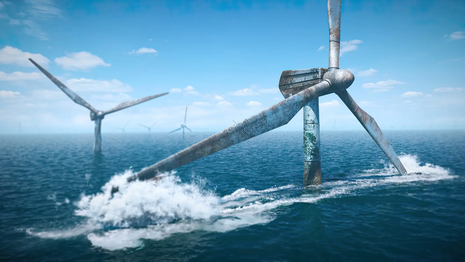 www.UrbanStock.tv - Rising sea levels on future windfarms